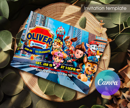 PAW Patrol customizable invitation template | Share or Print | FO236