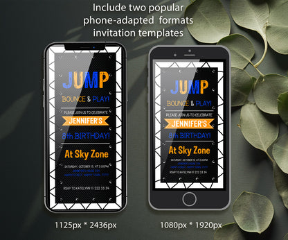 Trampoline Jump Party customizable invitation template | Share or Print | HA990
