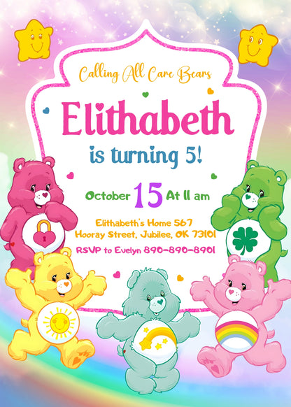 Care Bears customizable invitation template | Share or Print | VK056