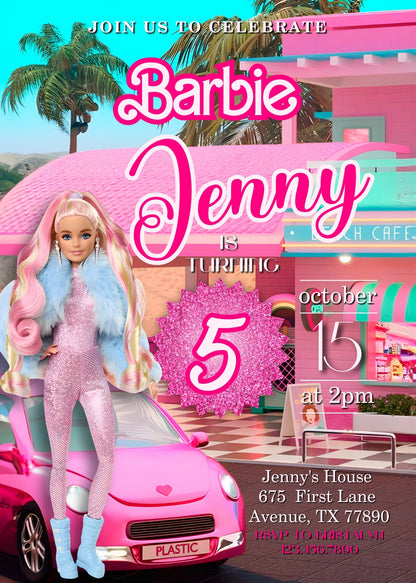 Barbie Pink customizable invitation template | Share or Print | girl | UQ917