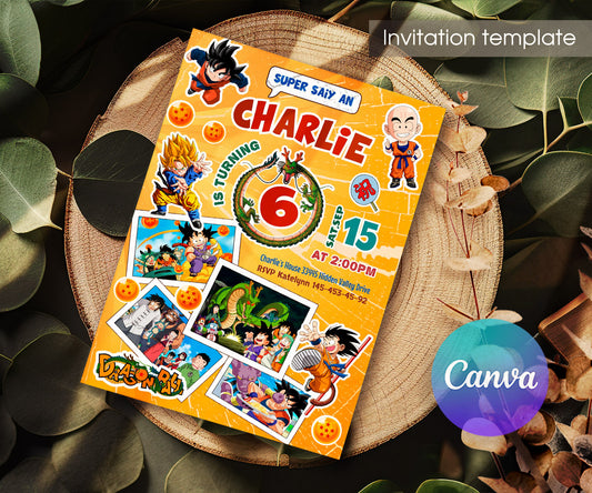 Dragon Ball Z Anime customizable invitation template | Share or Print | boy | TX370