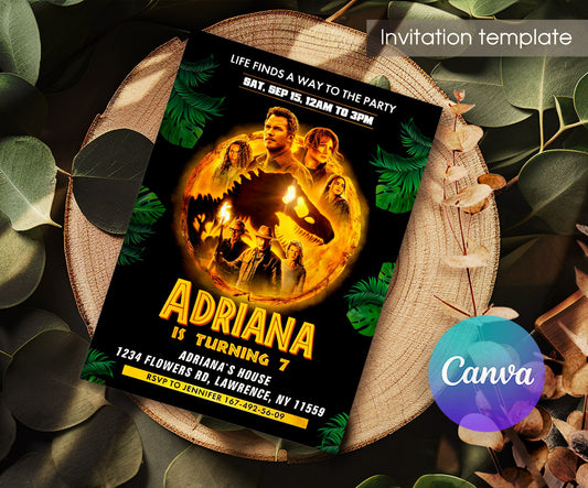 Jurassic World Dinosaur customizable invitation template | Share or Print | SU687