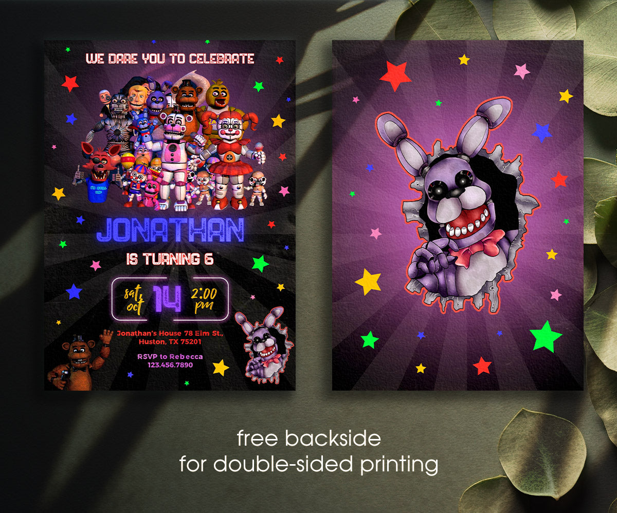Five Nights at Freddy's customizable invitation template | Share or Print | UV343
