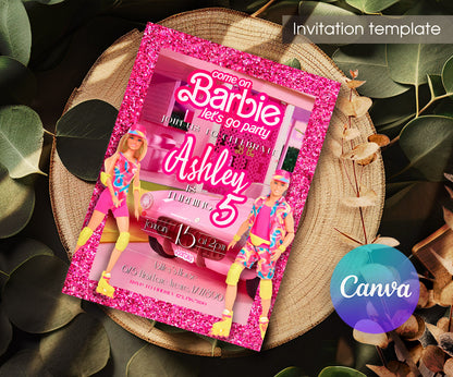 Barbie Pink customizable invitation template | Share or Print | girl | LQ487