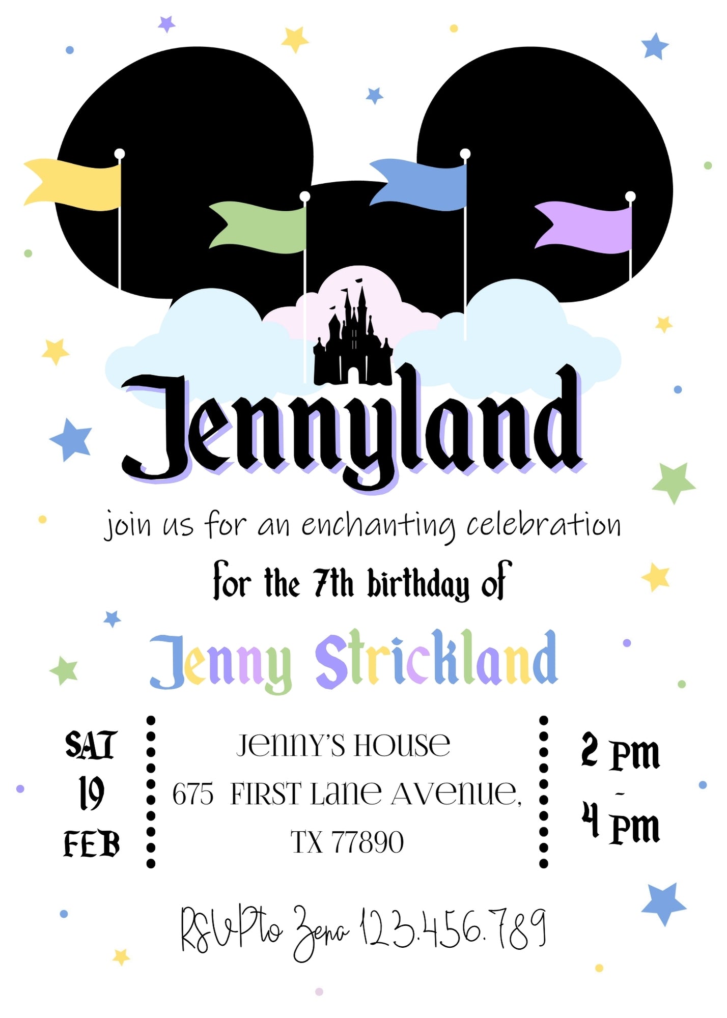Disneyland customizable invitation template | Share or Print | girl | HD973