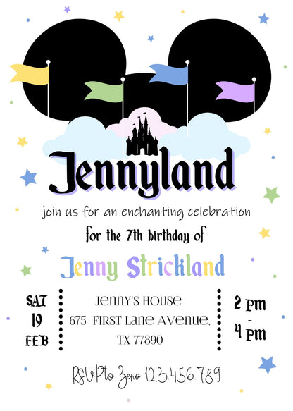 Disneyland customizable invitation template | Share or Print | girl | HD973