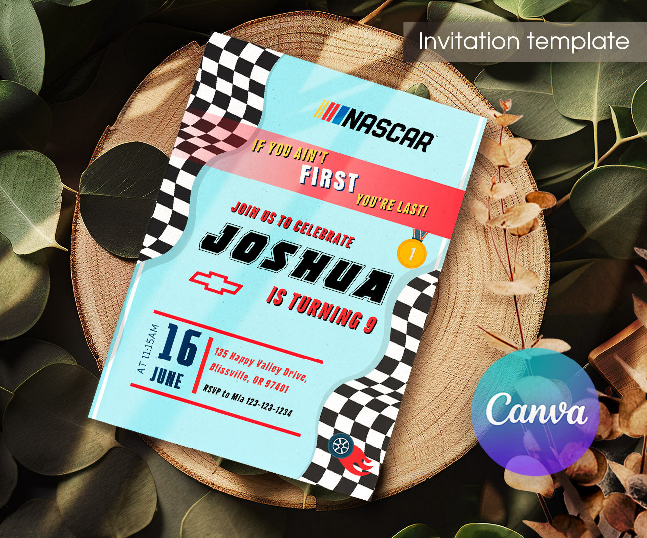 Nascar Racing Ricky Bobby customizable invitation template | Share or Print | boy | AB139