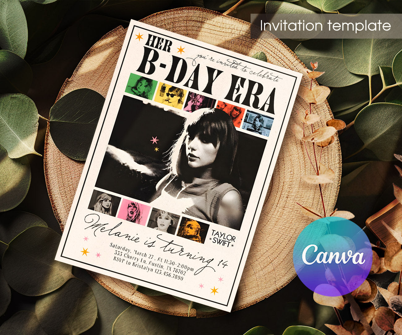 Taylor Swift Eras Tour customizable invitation template | Share or Print | girl | VU111