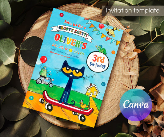 Pete the Cat customizable invitation template | Share or Print | YW409