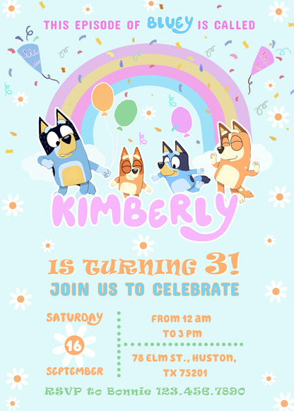 Bluey Bingo customizable invitation template | Share or Print | WK004