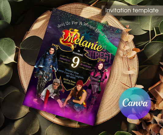 Descendants Disney customizable invitation template | Share or Print | EP907