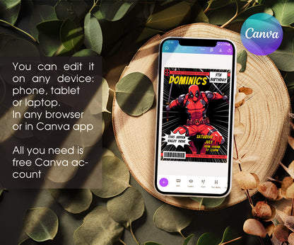 Deadpool Marvel customizable invitation template | Share or Print | boy | GM279