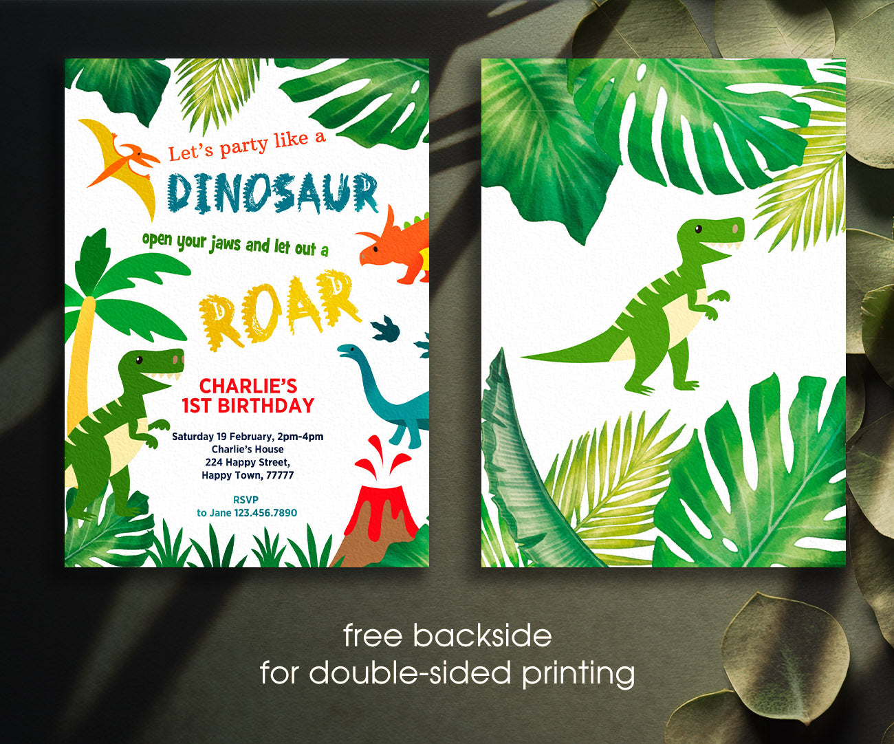 Dinosaur T-Rex customizable invitation template | Share or Print | WT323