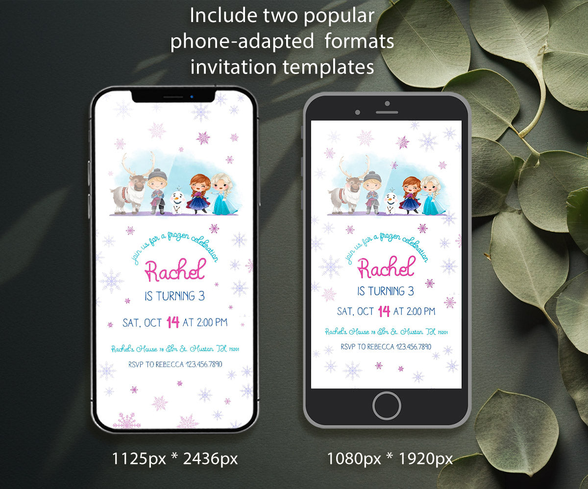 Frozen Elsa customizable invitation template | Share or Print | girl | EA924