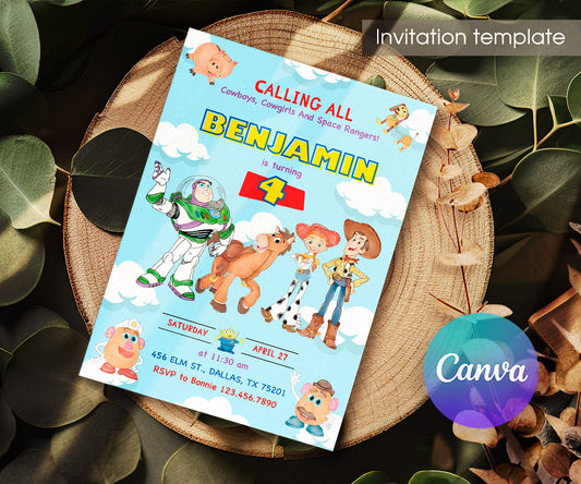Toy Story Woody customizable invitation template | Share or Print | DL768