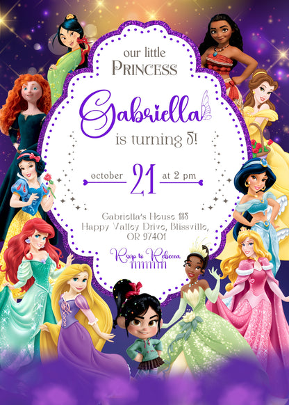 Disney Princess customizable invitation template | Share or Print | girl | PI591