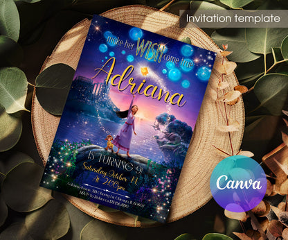 Wish Magic Asha customizable invitation template | Share or Print | girl | GM115