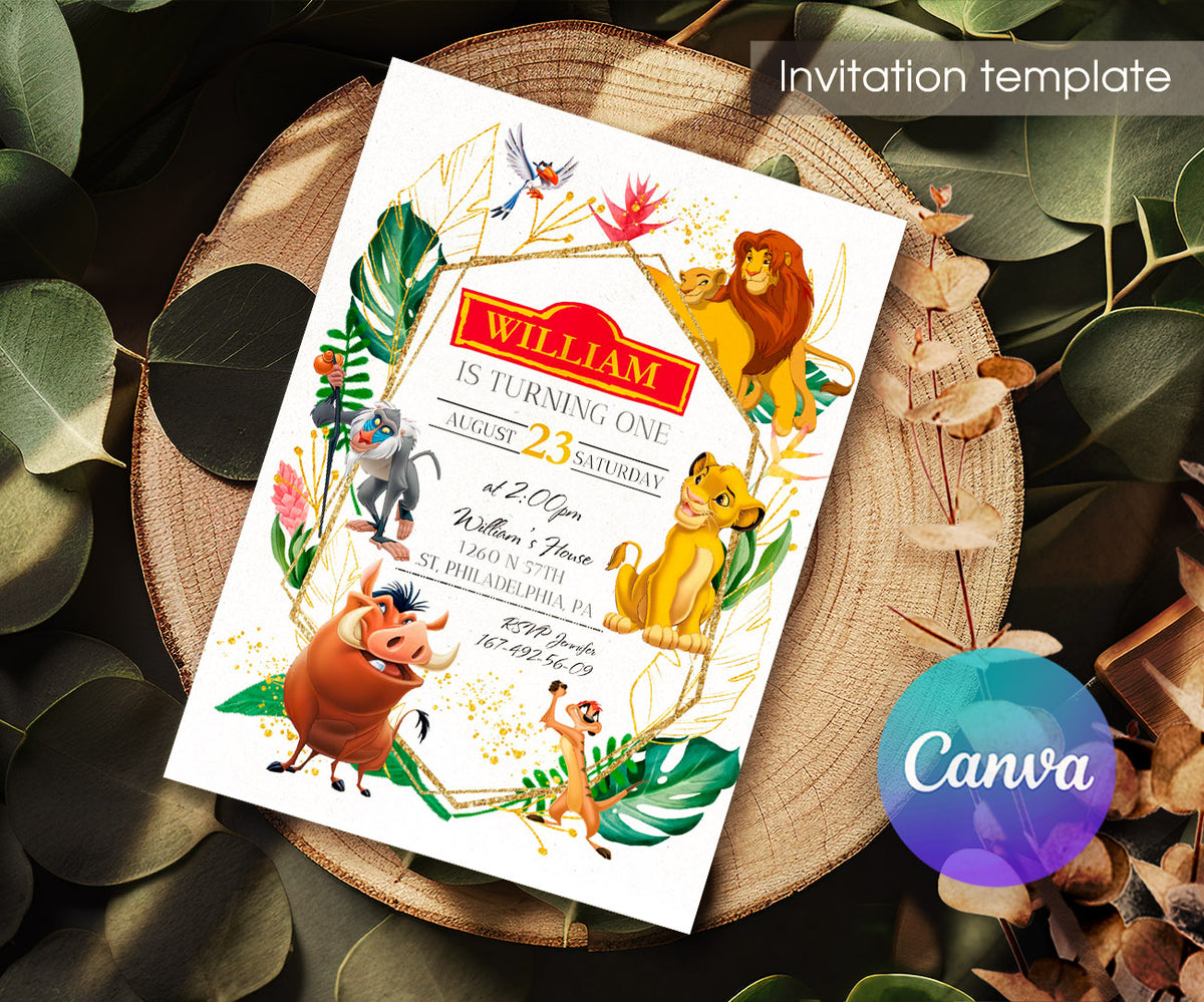 Lion King Simba customizable invitation template | Share or Print | UO787