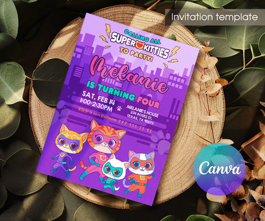 SuperKitties customizable invitation template | Share or Print | RJ873