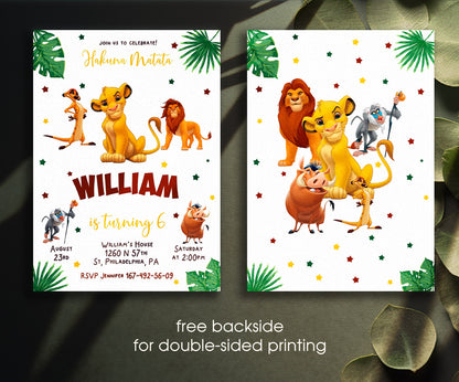 Lion King Simba customizable invitation template | Share or Print | PN727