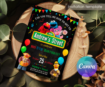 Sesame Street customizable invitation template | Share or Print | IA535