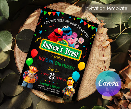 Sesame Street customizable invitation template | Share or Print | IA535