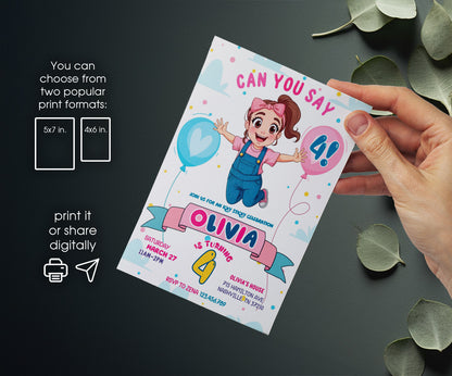 Ms. Rachel customizable invitation template | Share or Print | TE906