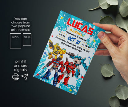 Transformers Rescue Bots customizable invitation template | Share or Print | boy | AK455