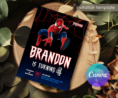 Spiderman Marvel Superhero customizable invitation template | Share or Print | boy | PN929