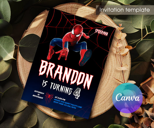 Spiderman Marvel Superhero customizable invitation template | Share or Print | boy | PN929