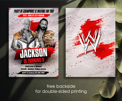 Wrestling WWE WrestleMania customizable invitation template | Share or Print | boy | ZF686