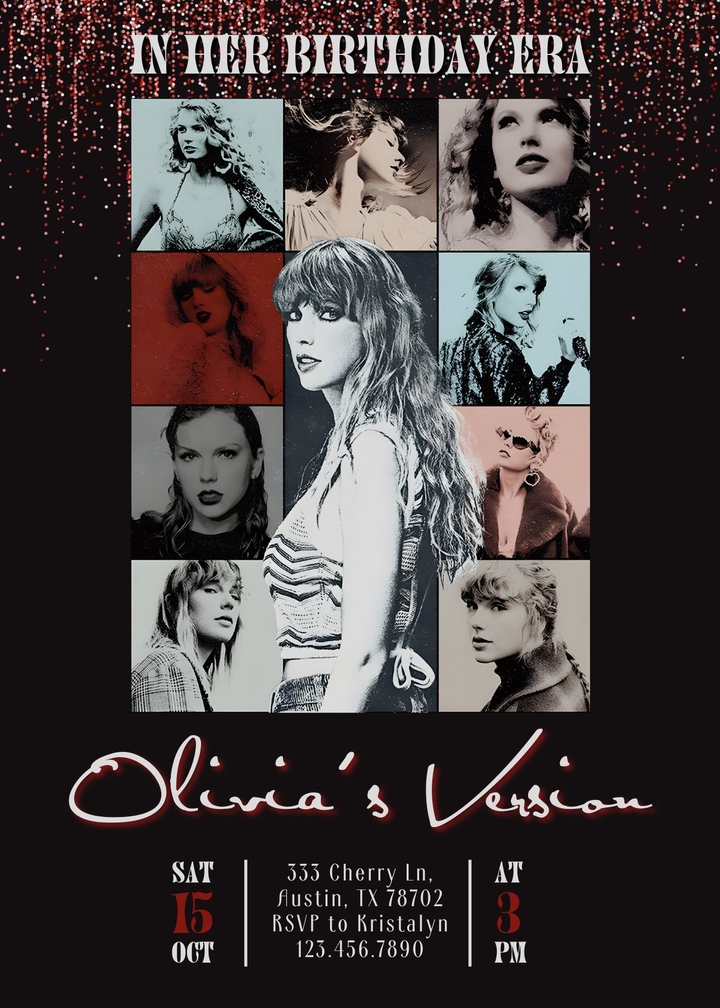 Taylor Swift Eras Tour customizable invitation template | Share or Print | girl | KV930