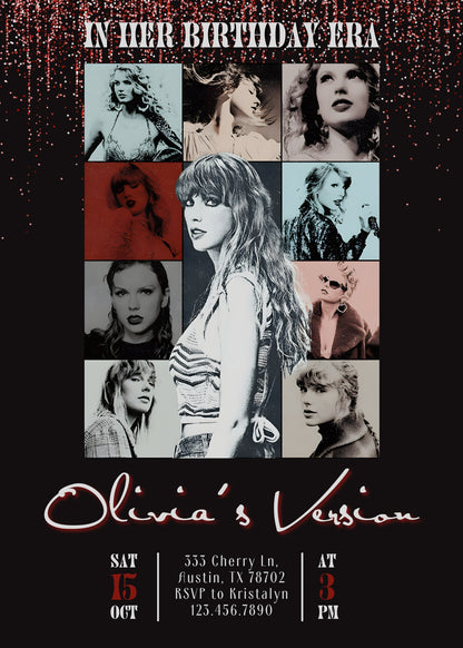 Taylor Swift Eras Tour customizable invitation template | Share or Print | girl | KV930