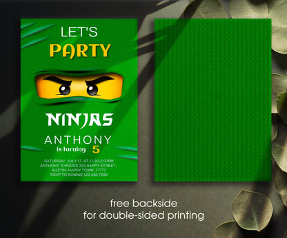 Ninjago Minifigures Lego customizable invitation template | Share or Print | PF763