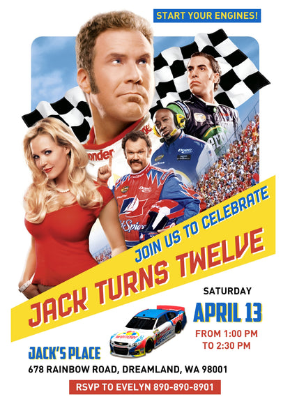 Nascar Ricky Bobby customizable invitation template | Share or Print | boy | IE168