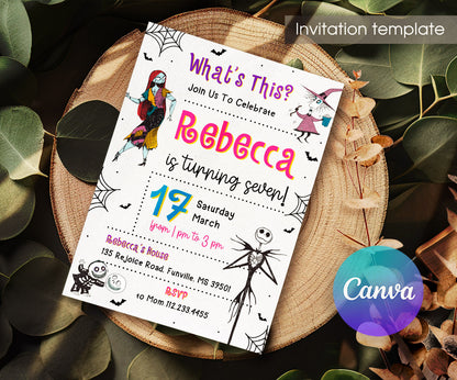 The Nightmare Before Christmas Halloween customizable invitation template | Share or Print | EW884