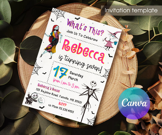 The Nightmare Before Christmas Halloween customizable invitation template | Share or Print | EW884