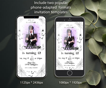 Wednesday Addams customizable invitation template | Share or Print | girl | NK373