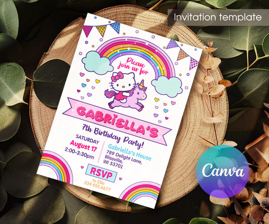 Hello Kitty Sanrio customizable invitation template | Share or Print | NB718