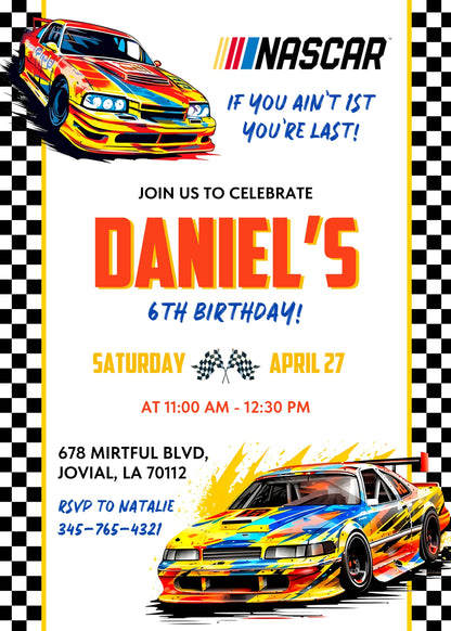 Nascar Ricky Bobby customizable invitation template | Share or Print | boy | UA255