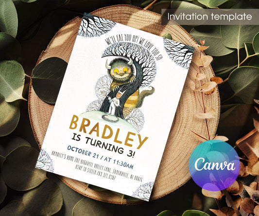 Where The Wild Things Are Maurice Sendak customizable invitation template | Share or Print | JM528
