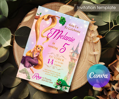 Rapunzel Princess Tangled customizable invitation template | Share or Print | girl | KX359