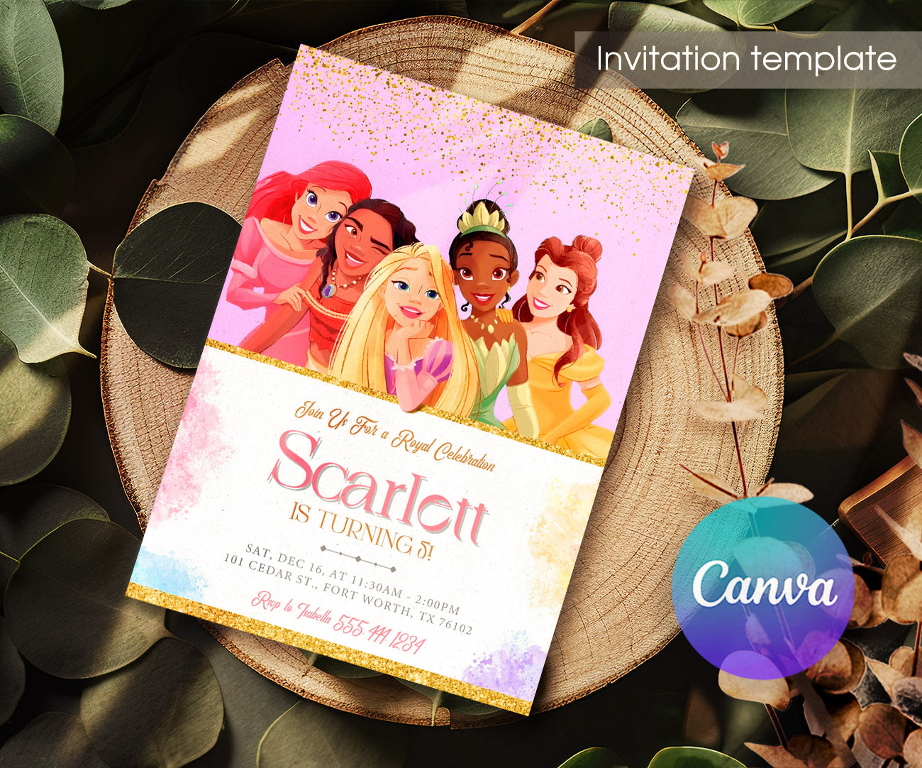 Disney Princess customizable invitation template | Share or Print | girl | XC462
