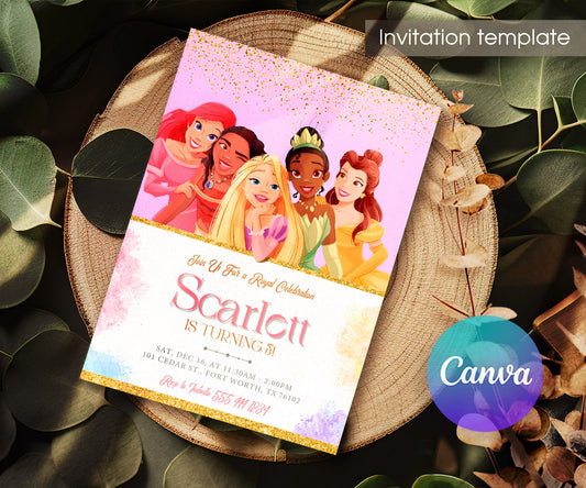 Disney Princess customizable invitation template | Share or Print | girl | XC462