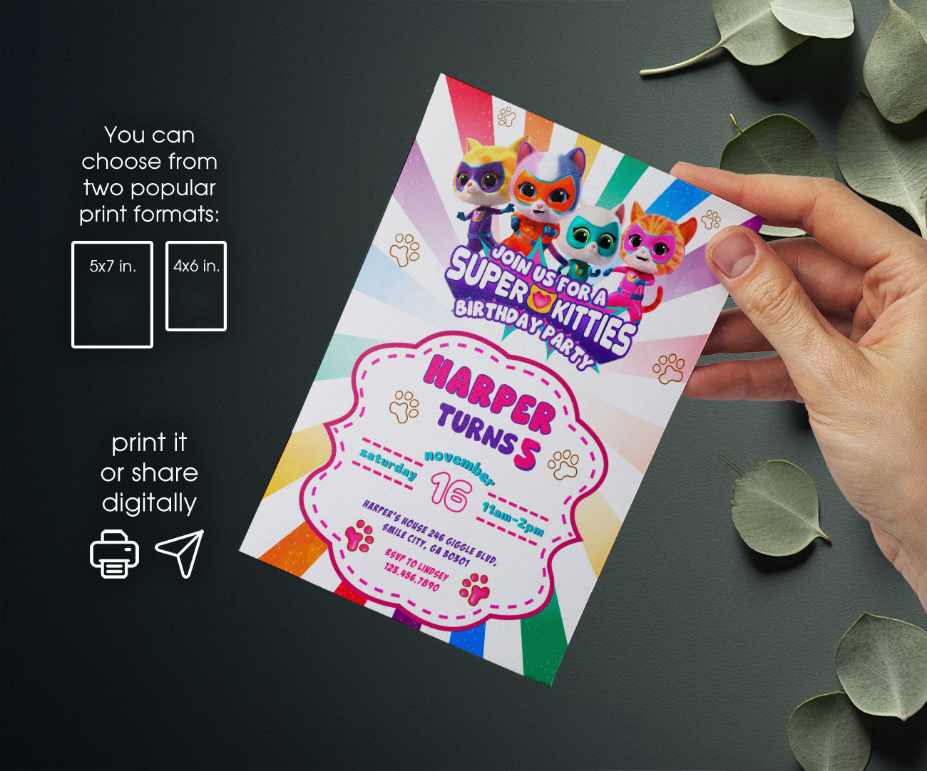 SuperKitties customizable invitation template | Share or Print | SU936