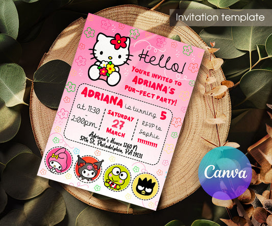 Hello Kitty Sanrio customizable invitation template | Share or Print | WI331