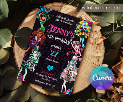 Monster High customizable invitation template | Share or Print | girl | DO134