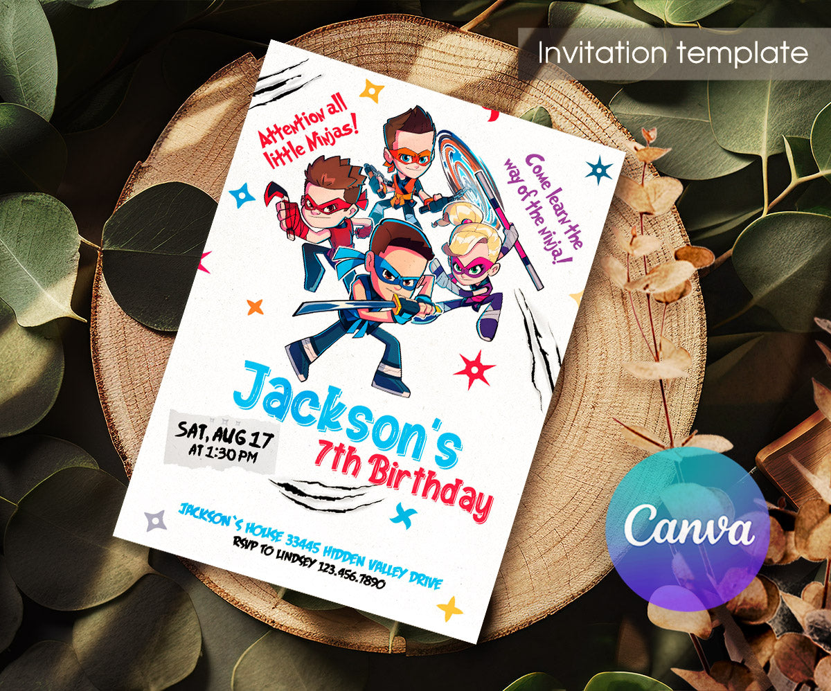 Ninja Kidz TV customizable invitation template | Share or Print | UR458