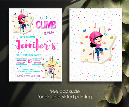 Rock Climbing customizable invitation template | Share or Print | KH743
