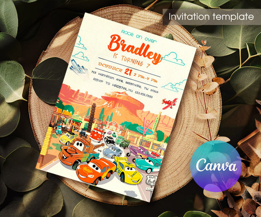 Cars Lightning McQueen customizable invitation template | Share or Print | boy | DQ159